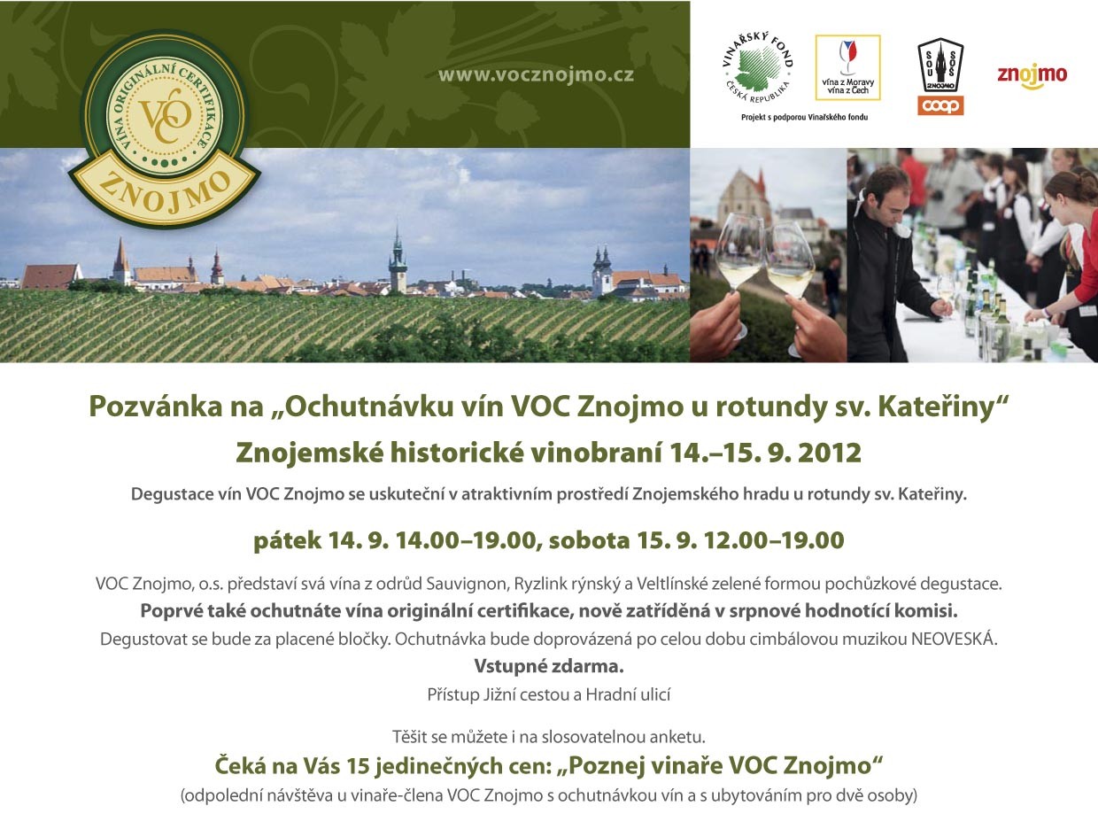 Pozvánka na „Ochutnávku vín VOC Znojmo u rotundy sv. Kateřiny“