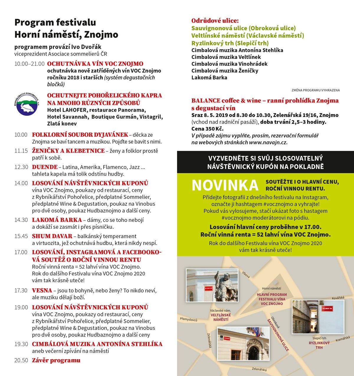 Aktualita: Program - Festival vína VOC Znojmo 8. 5. 2019
